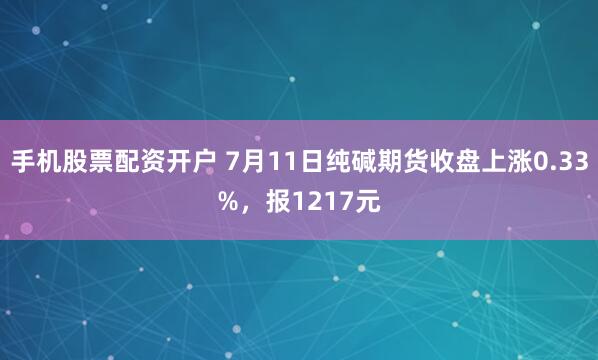 手机股票配资开户 7月11日纯碱期货收盘上涨0.33%，报1217元